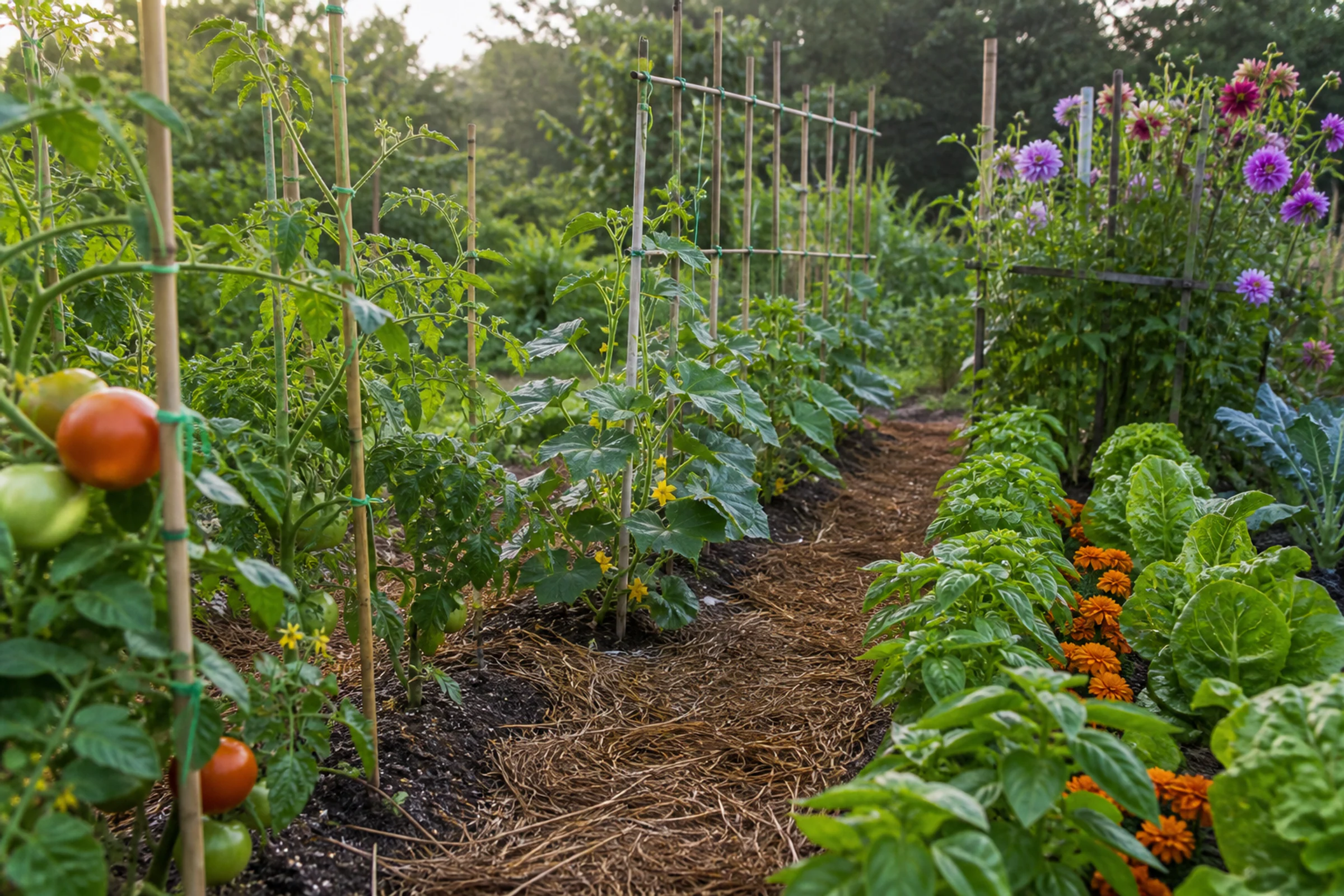 A neatly edged and freshly mulched garden bed